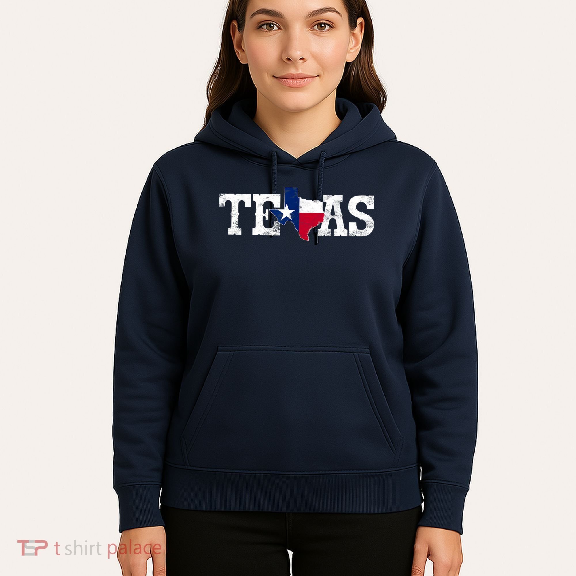 Texas Shaped Flag Grunge Distressed Texas Hoodie