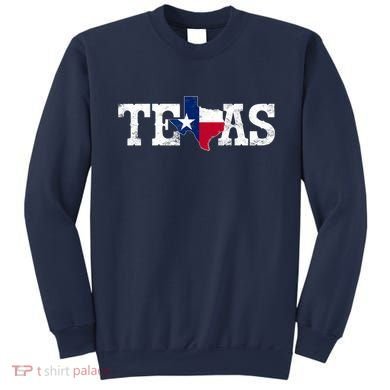 Texas Shaped Flag Grunge Distressed Texas Sweatshirt