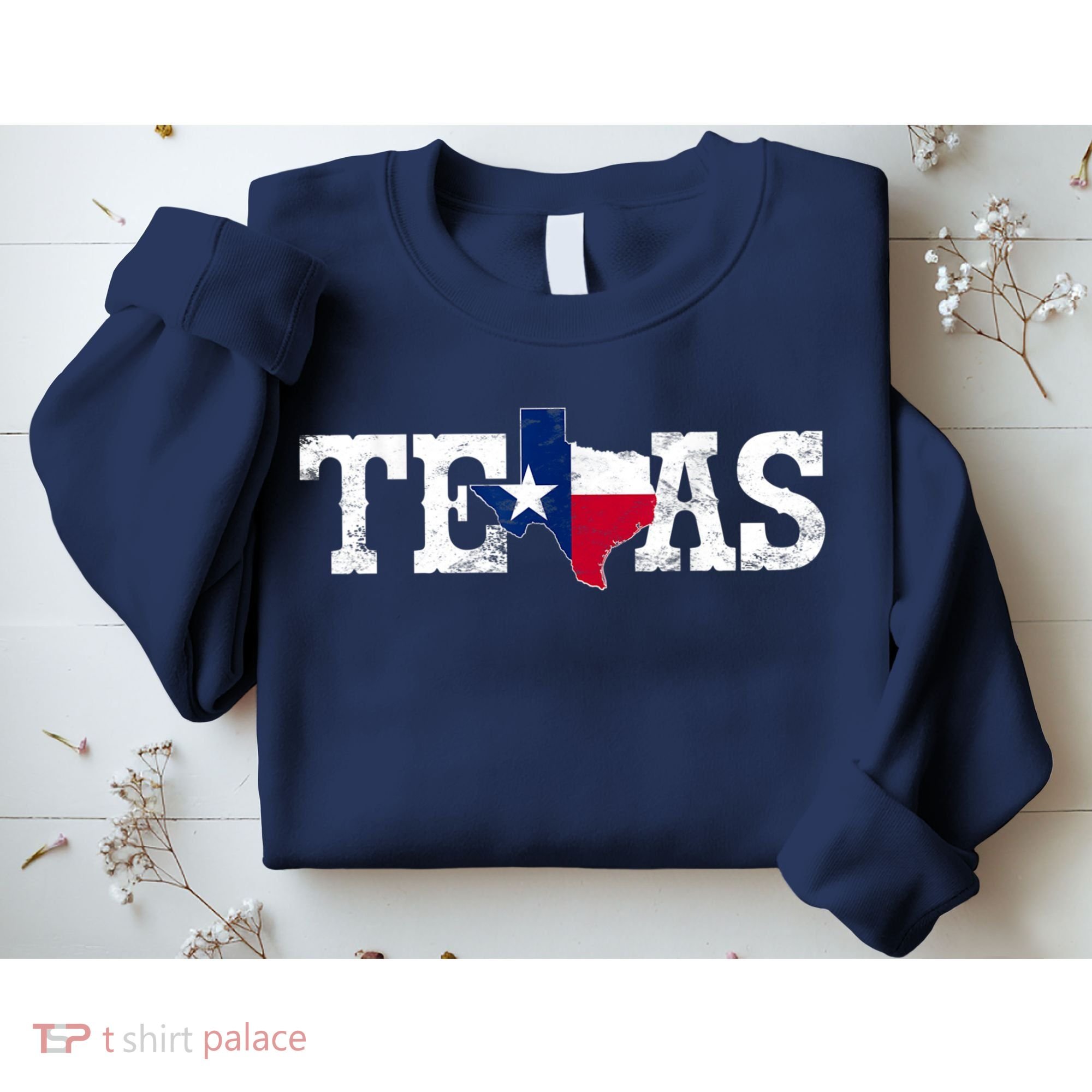 Texas Shaped Flag Grunge Distressed Texas Sweatshirt