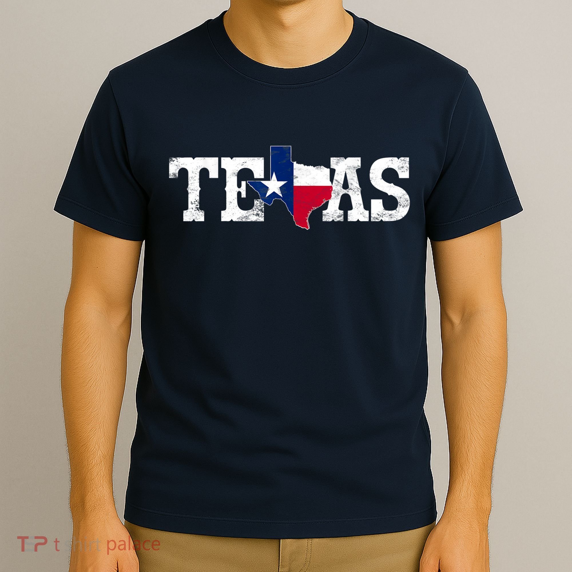 Texas Shaped Flag Grunge Distressed Texas T-Shirt
