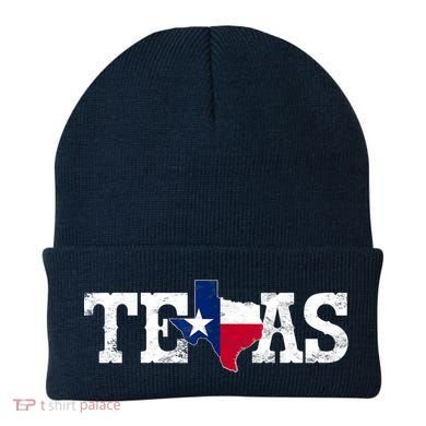 Texas Shaped Flag Grunge Distressed Texas Beanie