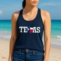 Texas Shaped Flag Grunge Distressed Texas Women's Tank Top thumb 2