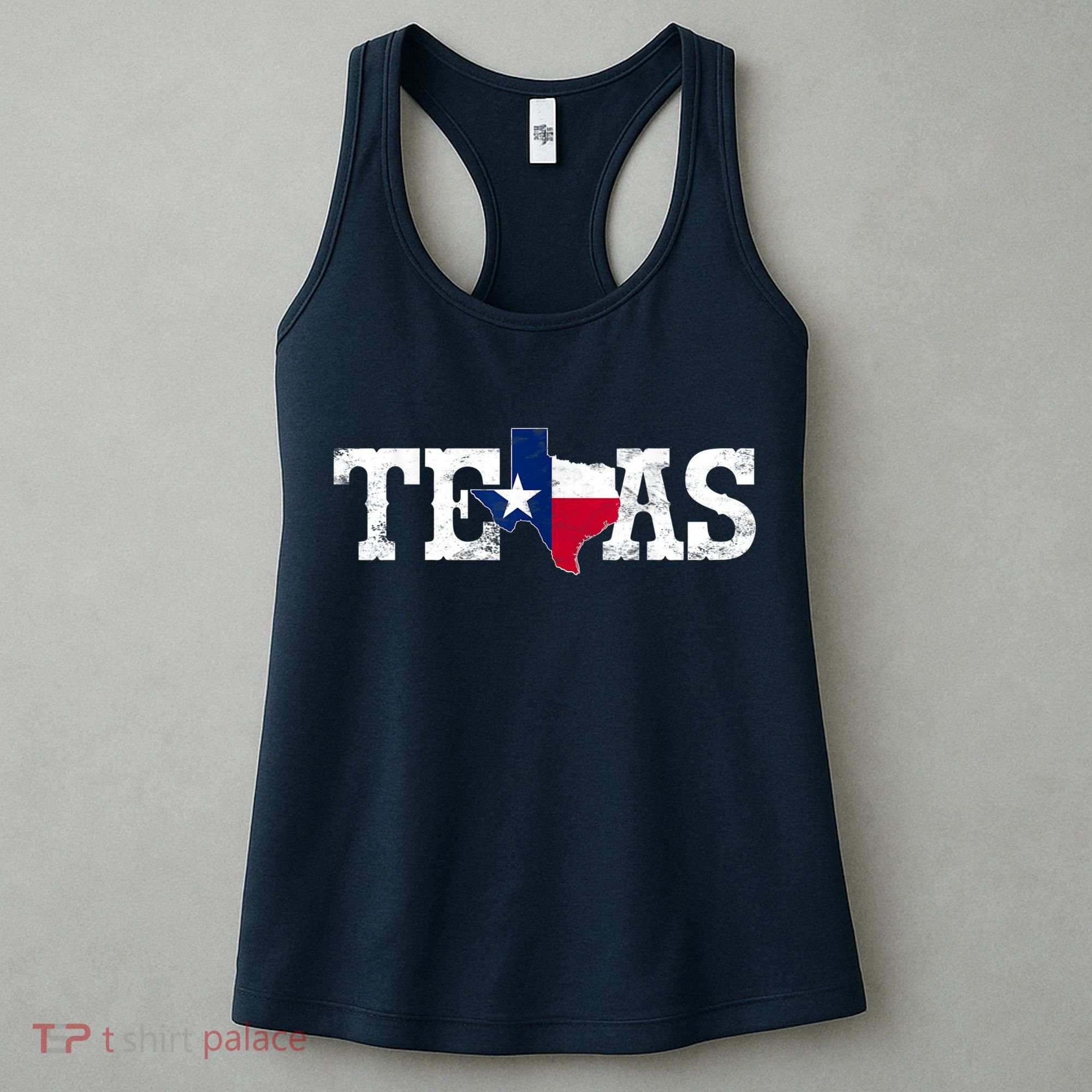Texas Shaped Flag Grunge Distressed Texas Women's Tank Top