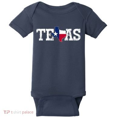 Texas Shaped Flag Grunge Distressed Texas Baby Bodysuit