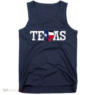 Texas Shaped Flag Grunge Distressed Texas Tank Top