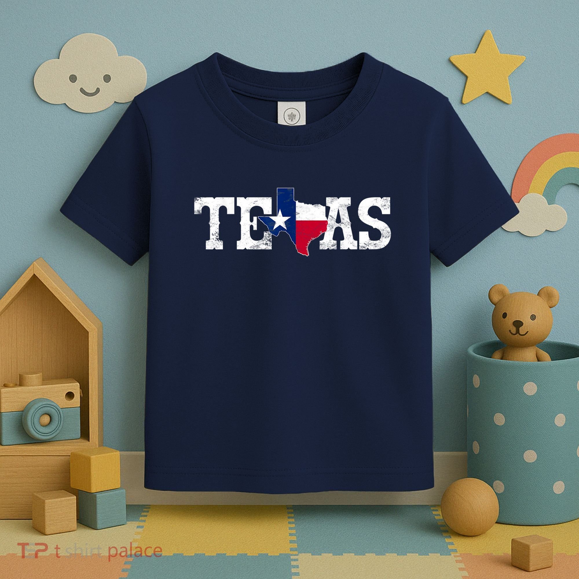 Texas Shaped Flag Grunge Distressed Texas Toddler T-Shirt