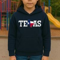 Texas Shaped Flag Grunge Distressed Texas Kids Hoodie thumb 3
