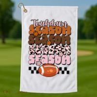 Touch Season Football Lover Cute Retro Golf Towel thumb 1