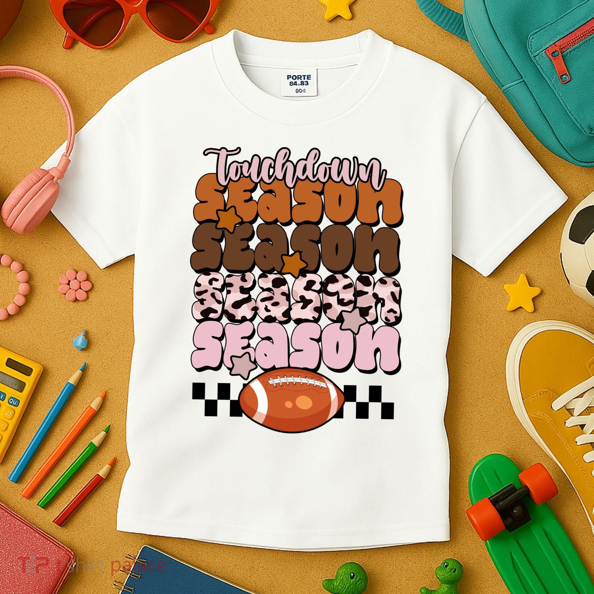 Touch Season Football Lover Cute Retro Kids T-Shirt