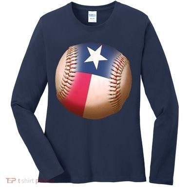 Texas State Flag Baseball Fan Women's Long Sleeve Shirt