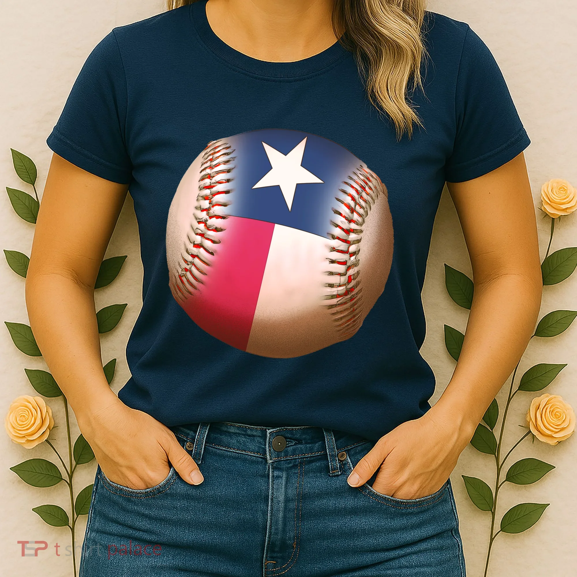 Texas State Flag Baseball Fan Women's T-Shirt