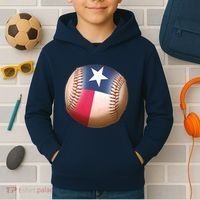 Texas State Flag Baseball Fan Kids Hoodie thumb 2