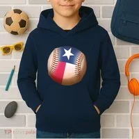 Texas State Flag Baseball Fan Kids Hoodie thumb 2