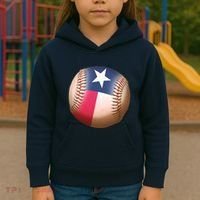 Texas State Flag Baseball Fan Kids Hoodie thumb 3