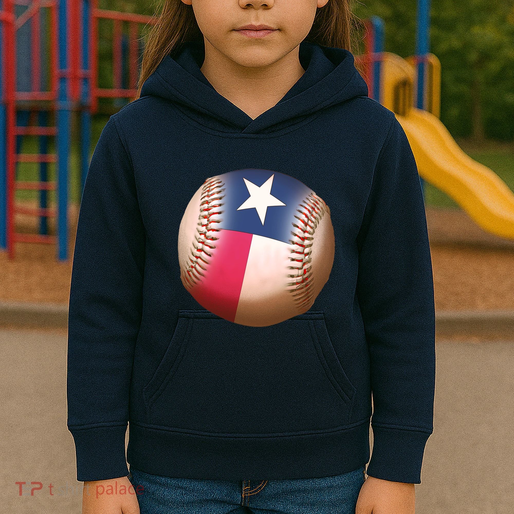 Texas State Flag Baseball Fan Kids Hoodie