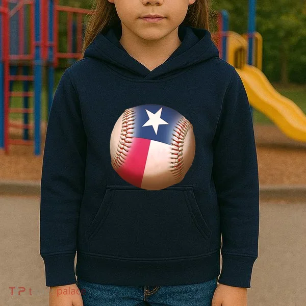 Texas State Flag Baseball Fan Kids Hoodie