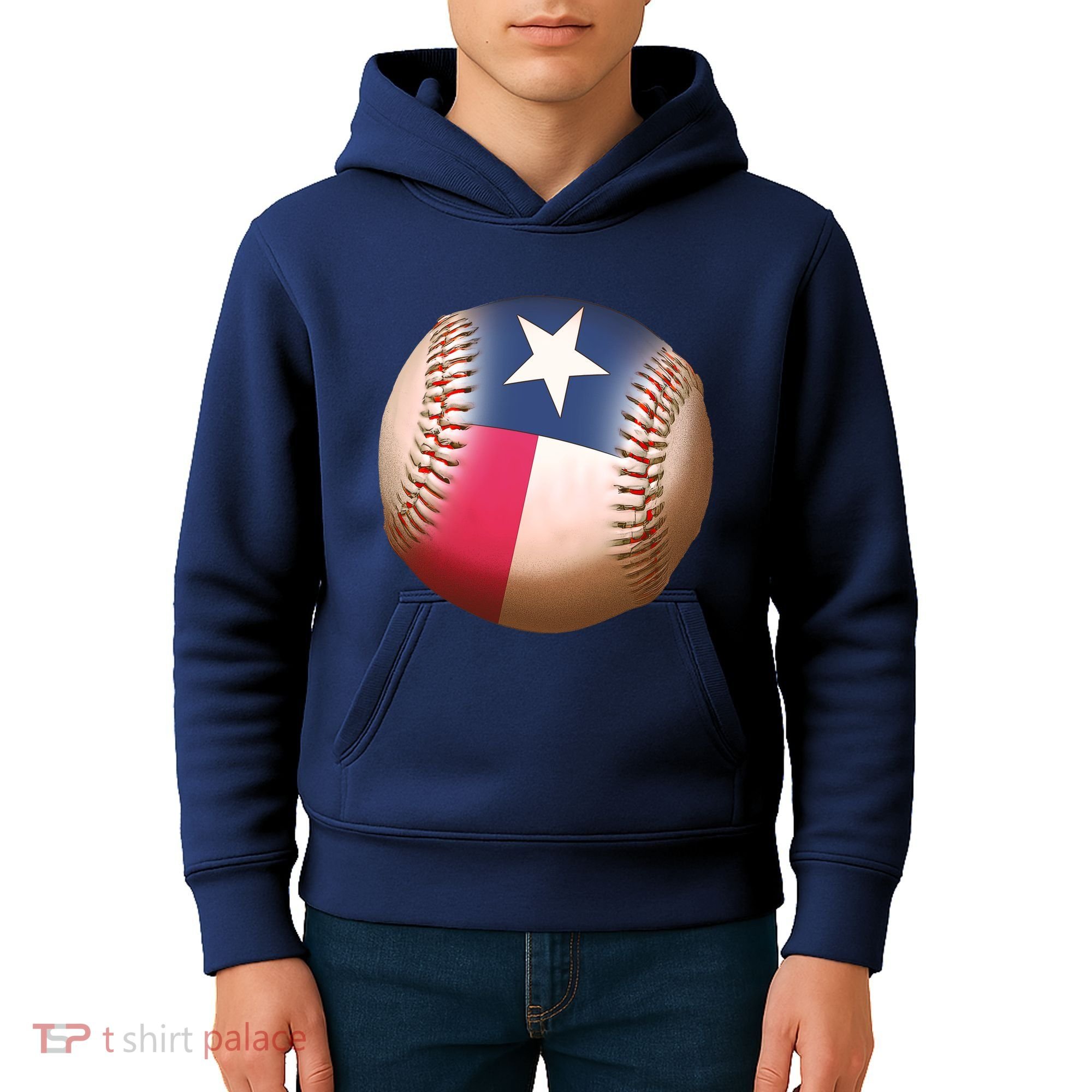 Texas State Flag Baseball Fan Kids Hoodie
