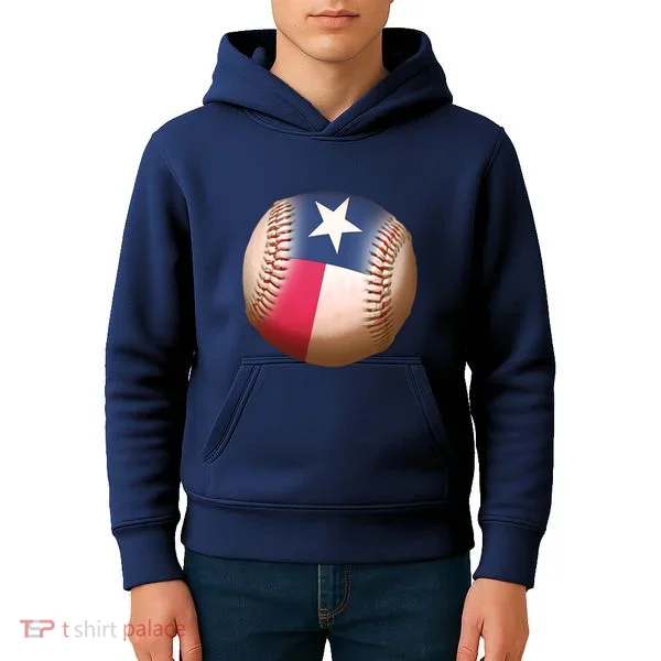 Texas State Flag Baseball Fan Kids Hoodie