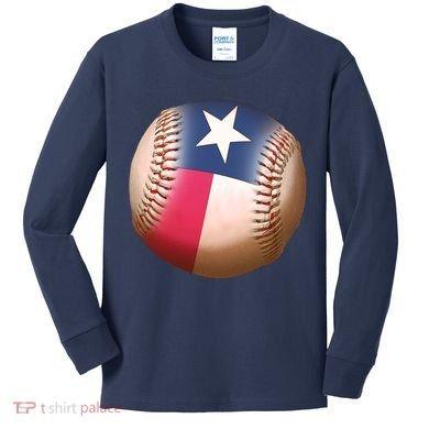 Texas State Flag Baseball Fan Kids Long Sleeve Shirt