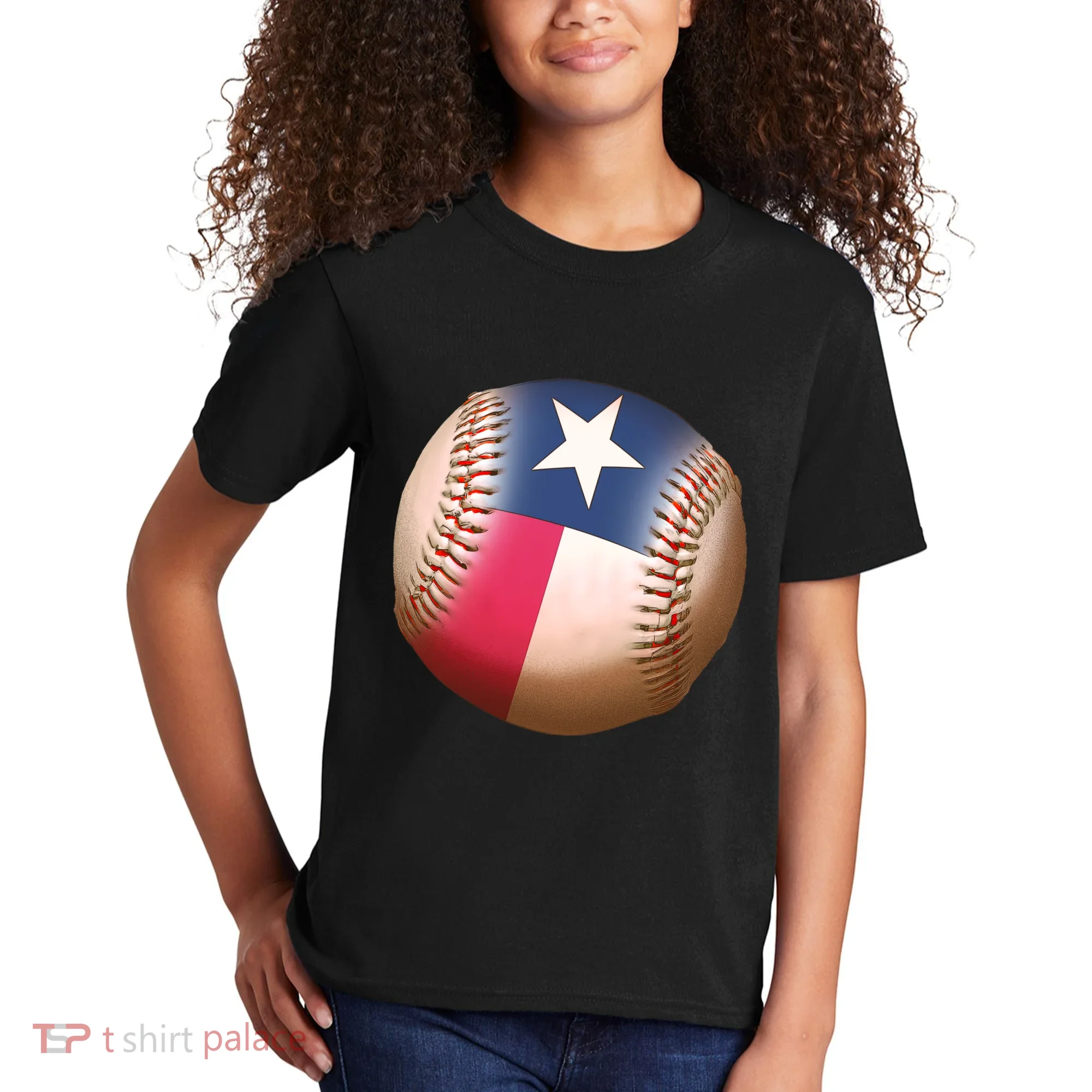 Texas State Flag Baseball Fan Kids T-Shirt