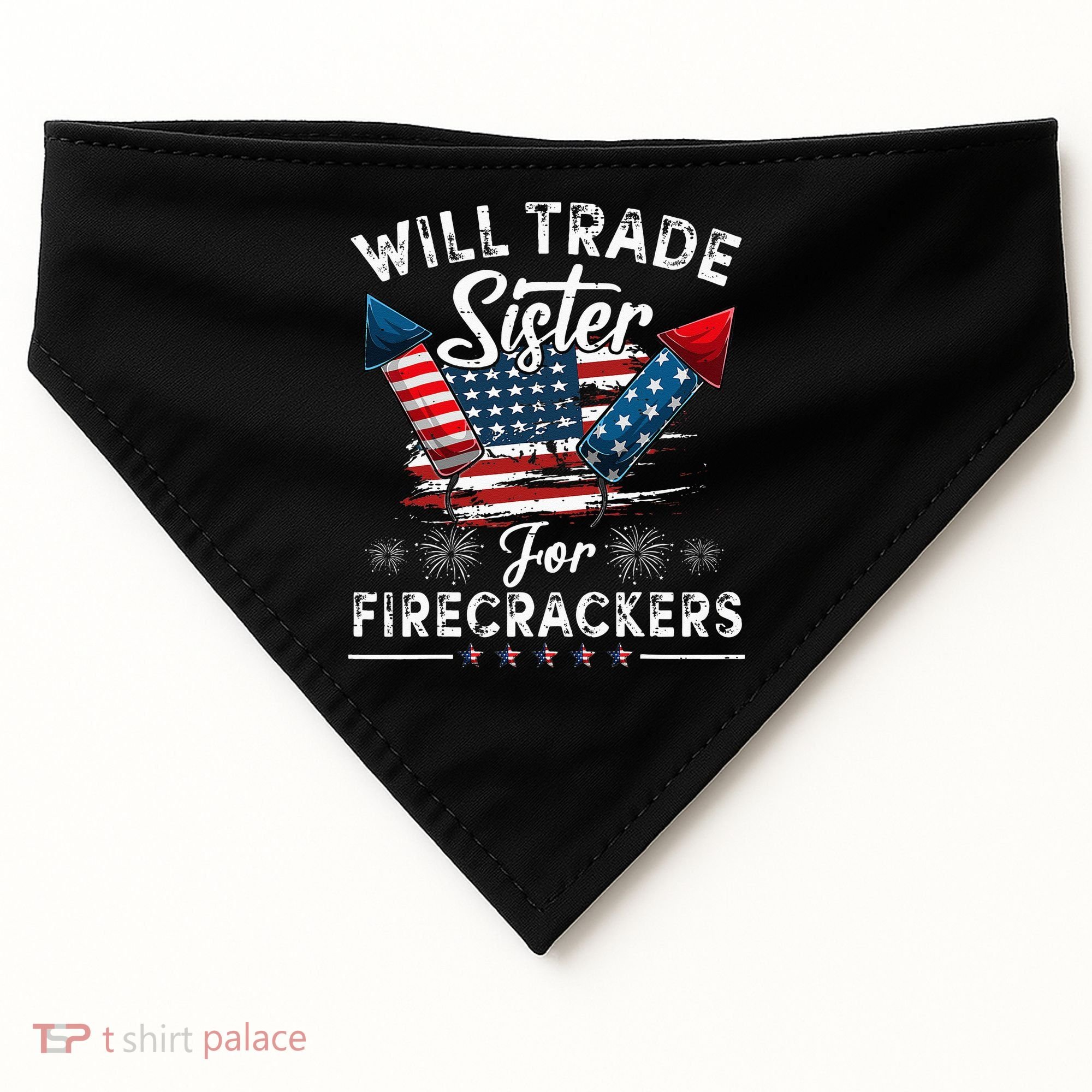 Trade Sister For Firecrackers Funny 4th Of July Kids USA-Made Doggie Bandana