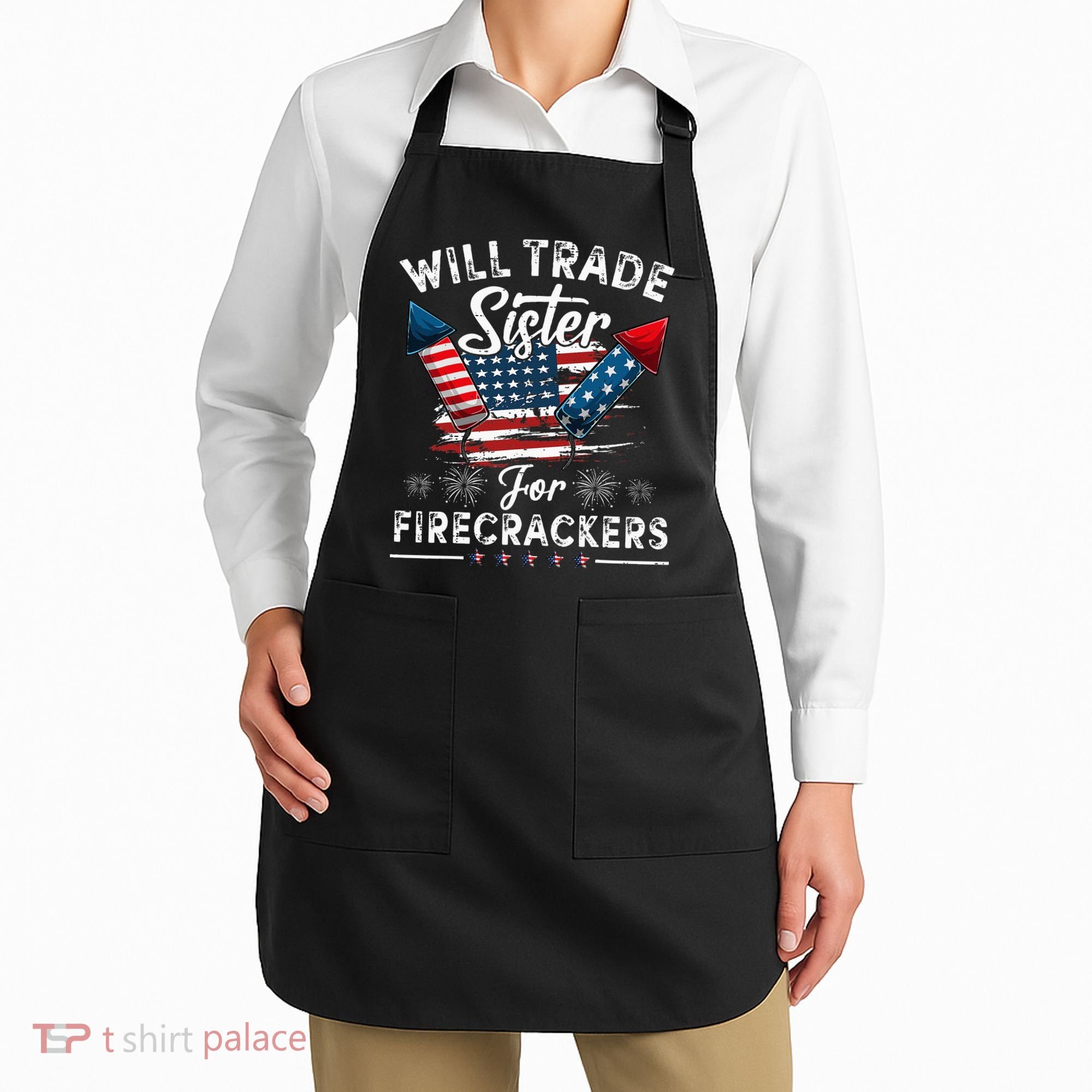 Trade Sister For Firecrackers Funny 4th Of July Kids Apron
