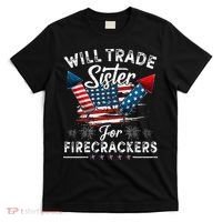 Trade Sister For Firecrackers Funny 4th Of July Kids T-Shirt thumb 0