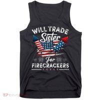 Trade Sister For Firecrackers Funny 4th Of July Kids Tank Top thumb 0