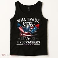 Trade Sister For Firecrackers Funny 4th Of July Kids Tank Top thumb 2