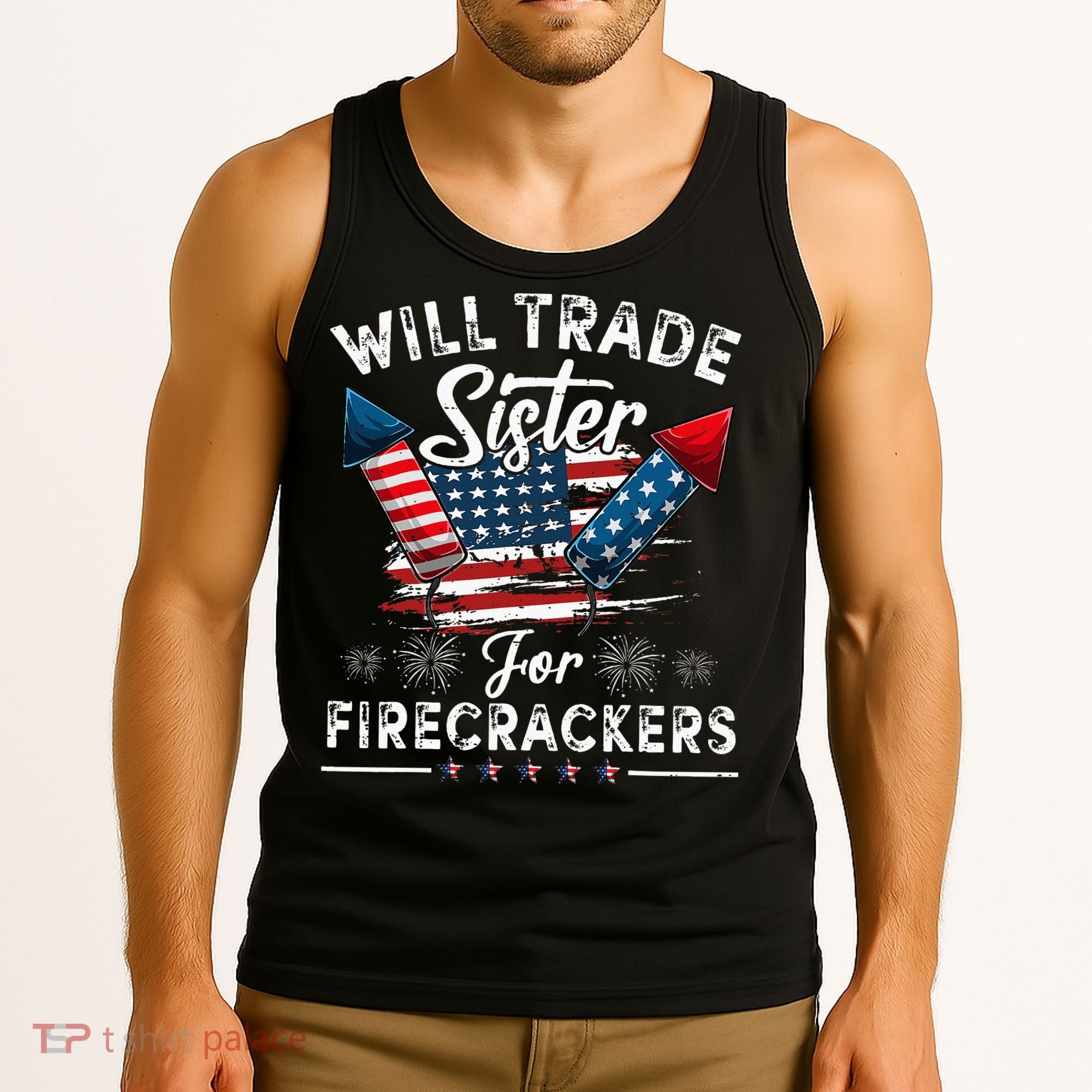 Trade Sister For Firecrackers Funny 4th Of July Kids Tank Top