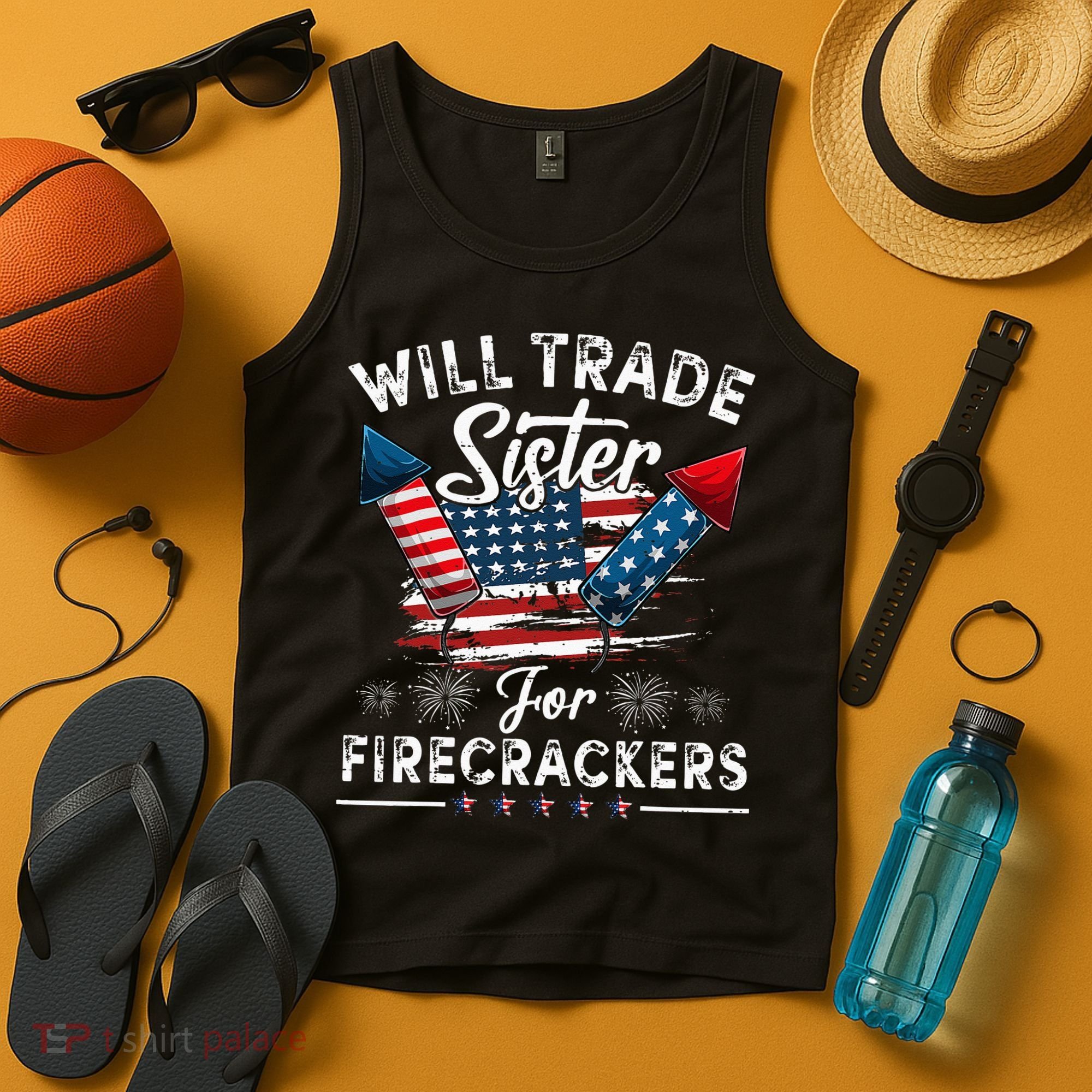 Trade Sister For Firecrackers Funny 4th Of July Kids Tank Top
