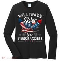 Trade Sister For Firecrackers Funny 4th Of July Kids Women's Long Sleeve Shirt thumb 0