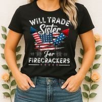 Trade Sister For Firecrackers Funny 4th Of July Kids Women's T-Shirt thumb 2