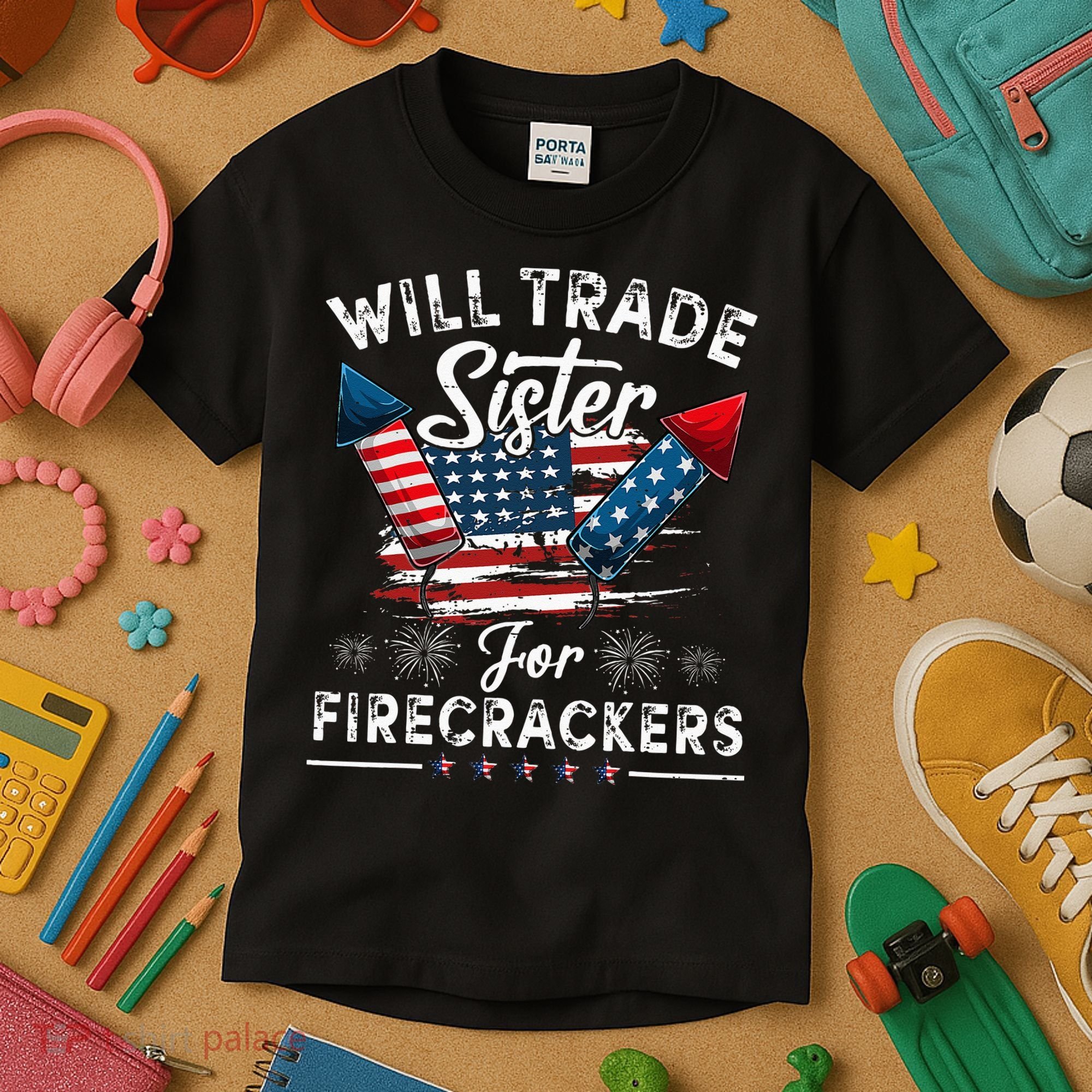 Trade Sister For Firecrackers Funny 4th Of July Kids Kids T-Shirt