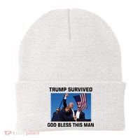 Trump Survived God Bless This Man Gun Shot Pennsylvania Rally Beanie thumb 0