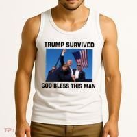 Trump Survived God Bless This Man Gun Shot Pennsylvania Rally Tank Top thumb 3