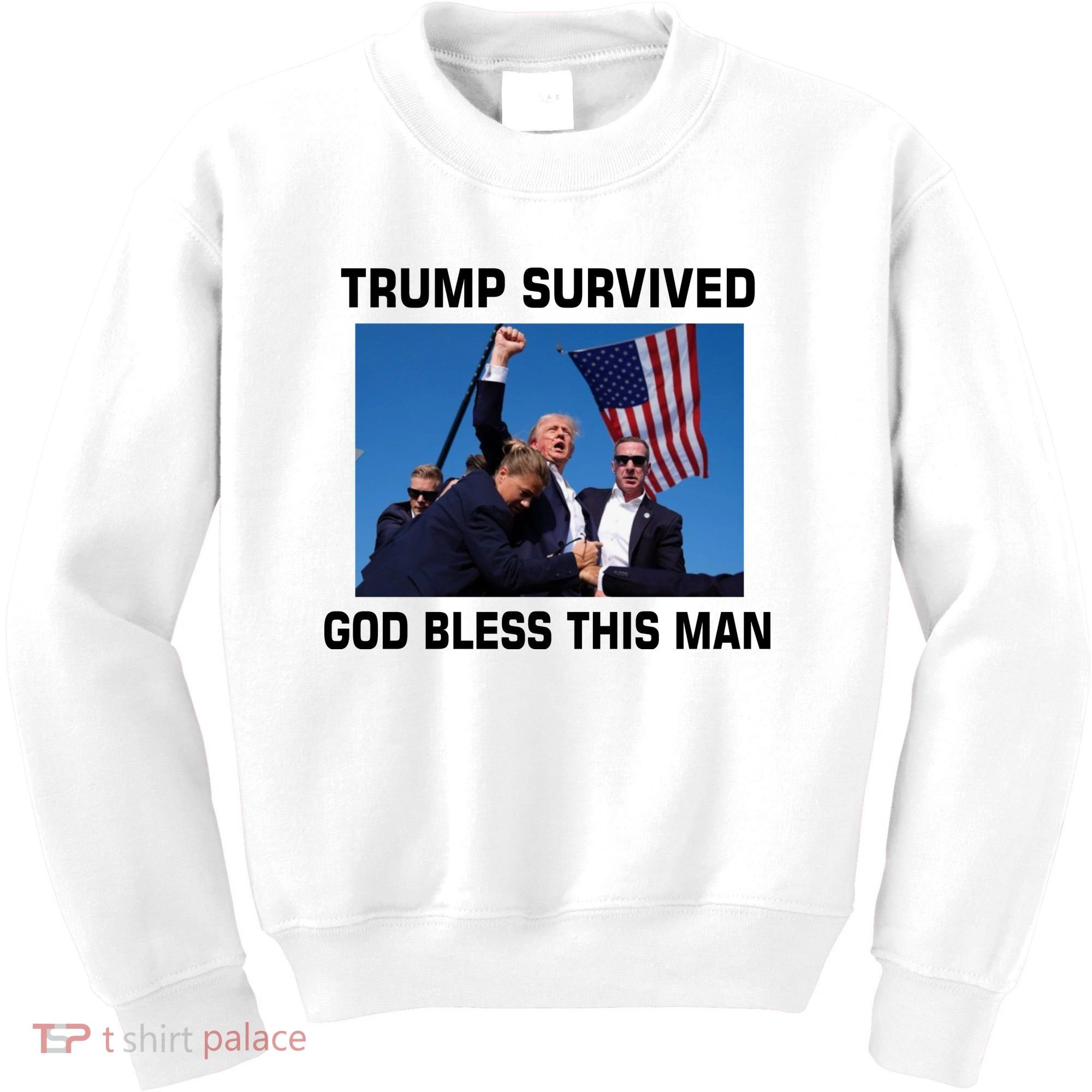 Trump Survived God Bless This Man Gun Shot Pennsylvania Rally Kids Sweatshirt