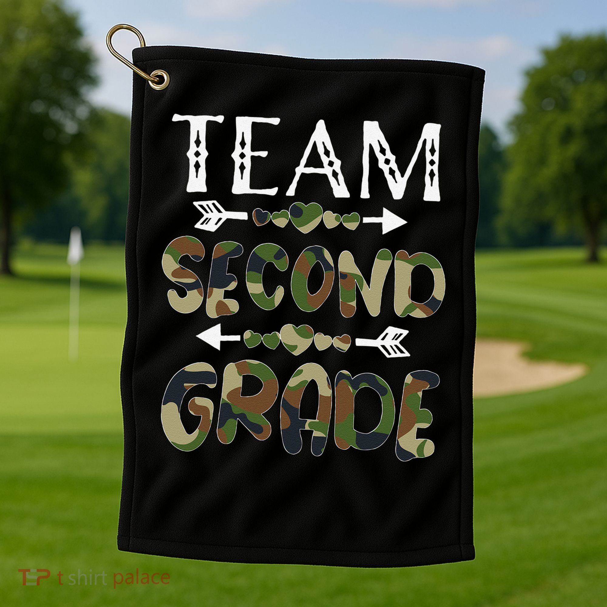 Team Second Grade Back To School 1st Day Camo Teachers Golf Towel
