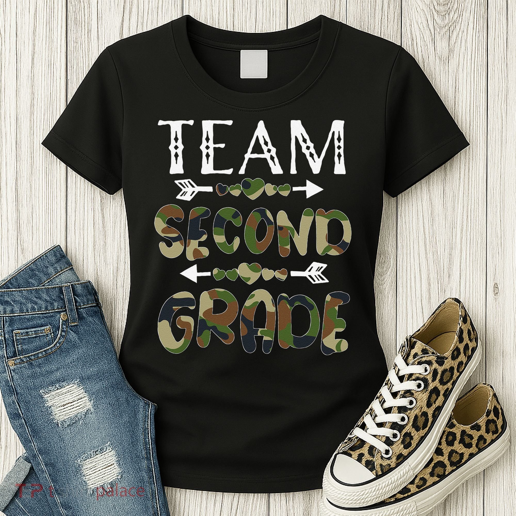 Team Second Grade Back To School 1st Day Camo Teachers Women's T-Shirt