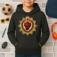 The Sacred Heart Of Jesus Catholic Icon Kids Hoodie thumb 2