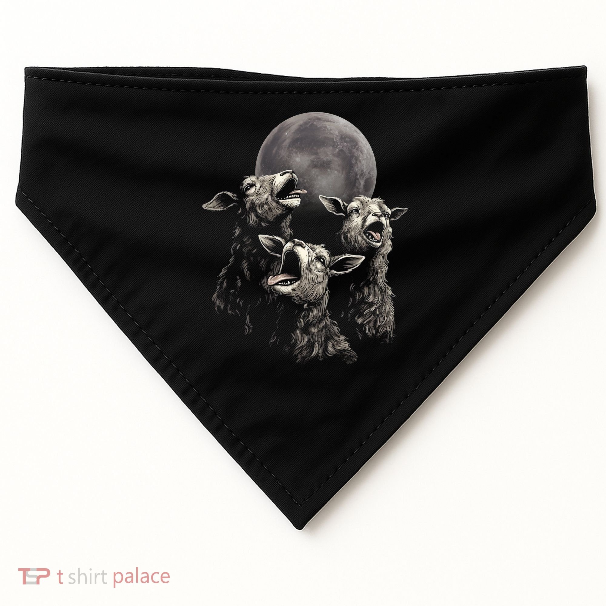 Three Sheeps Howling To The Moon USA-Made Doggie Bandana