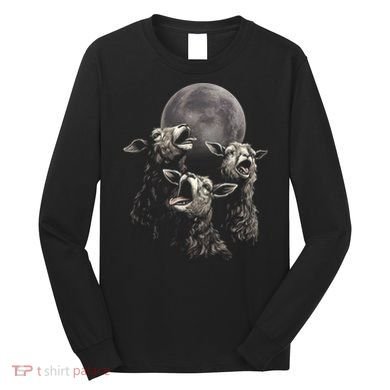 Three Sheeps Howling To The Moon Long Sleeve Shirt