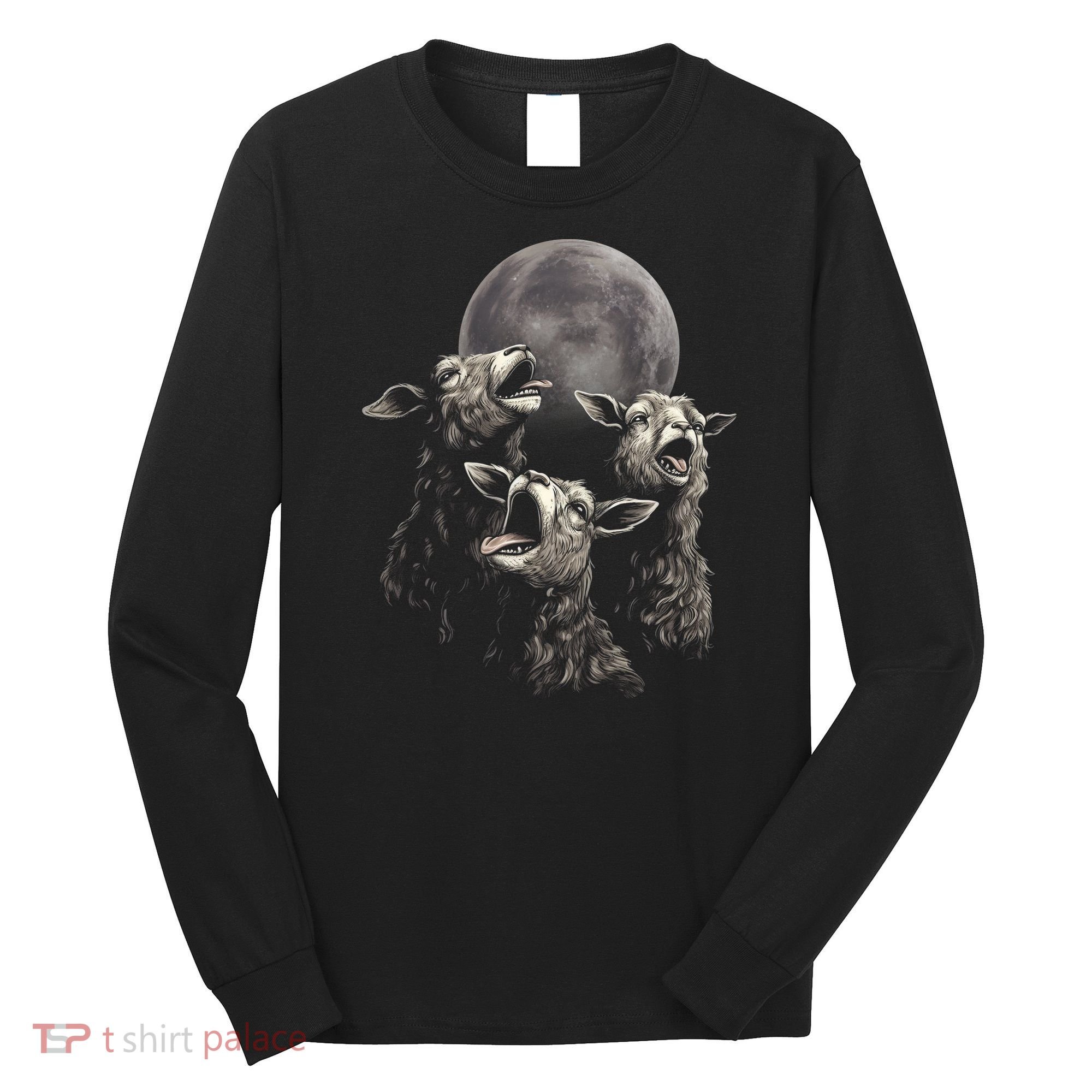 Three Sheeps Howling To The Moon Long Sleeve Shirt