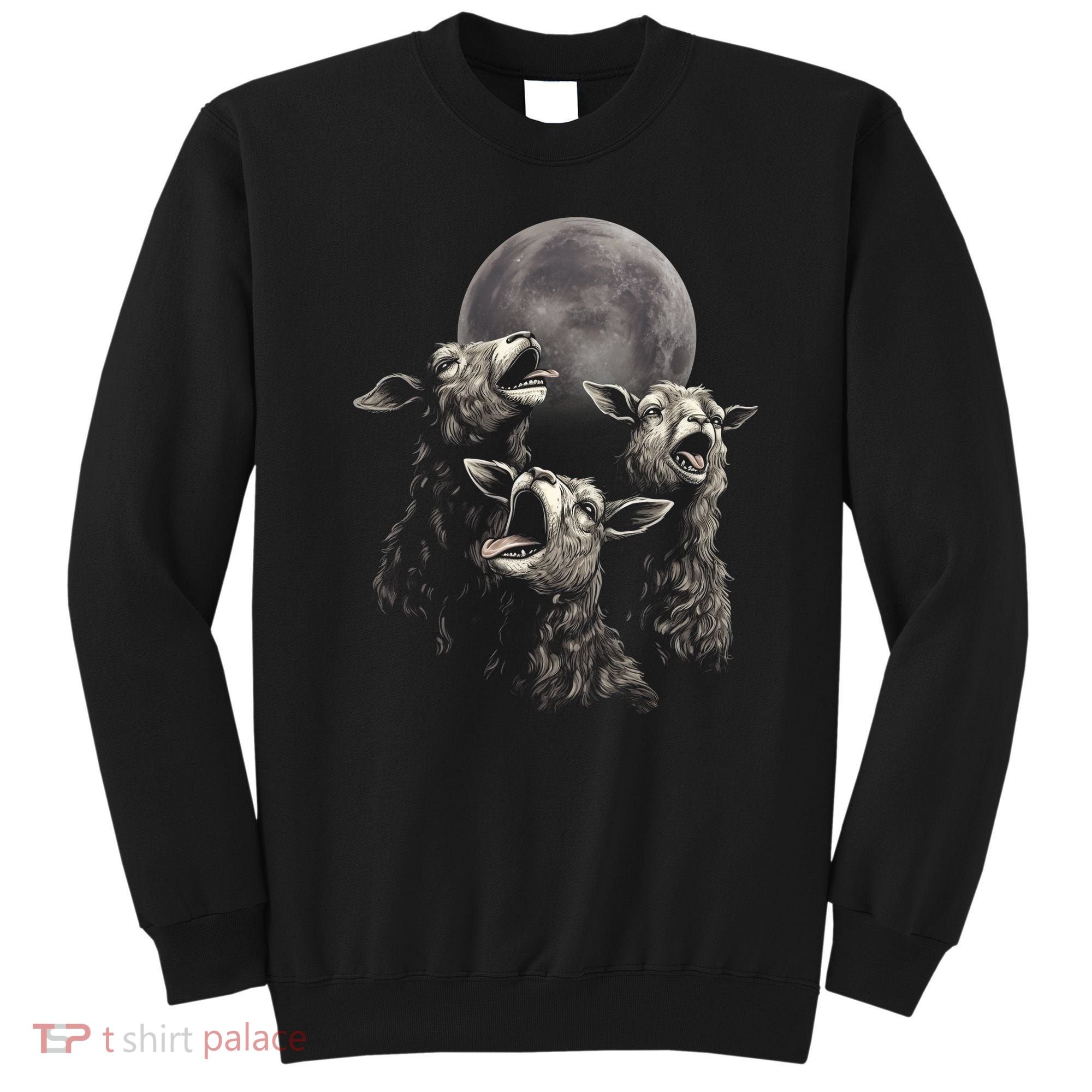 Three Sheeps Howling To The Moon Sweatshirt