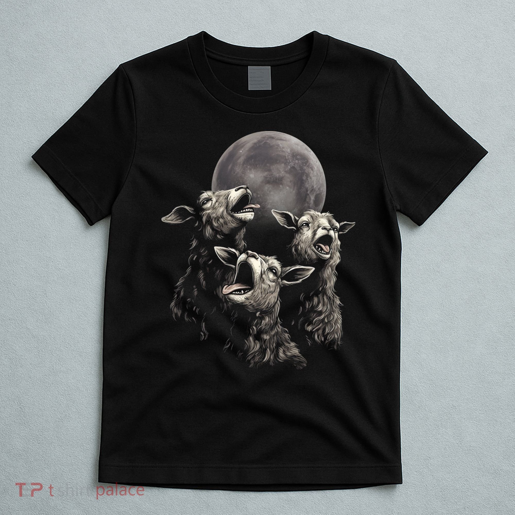Three Sheeps Howling To The Moon T-Shirt