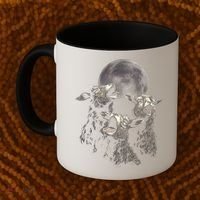 Three Sheeps Howling To The Moon Coffee Mug thumb 2