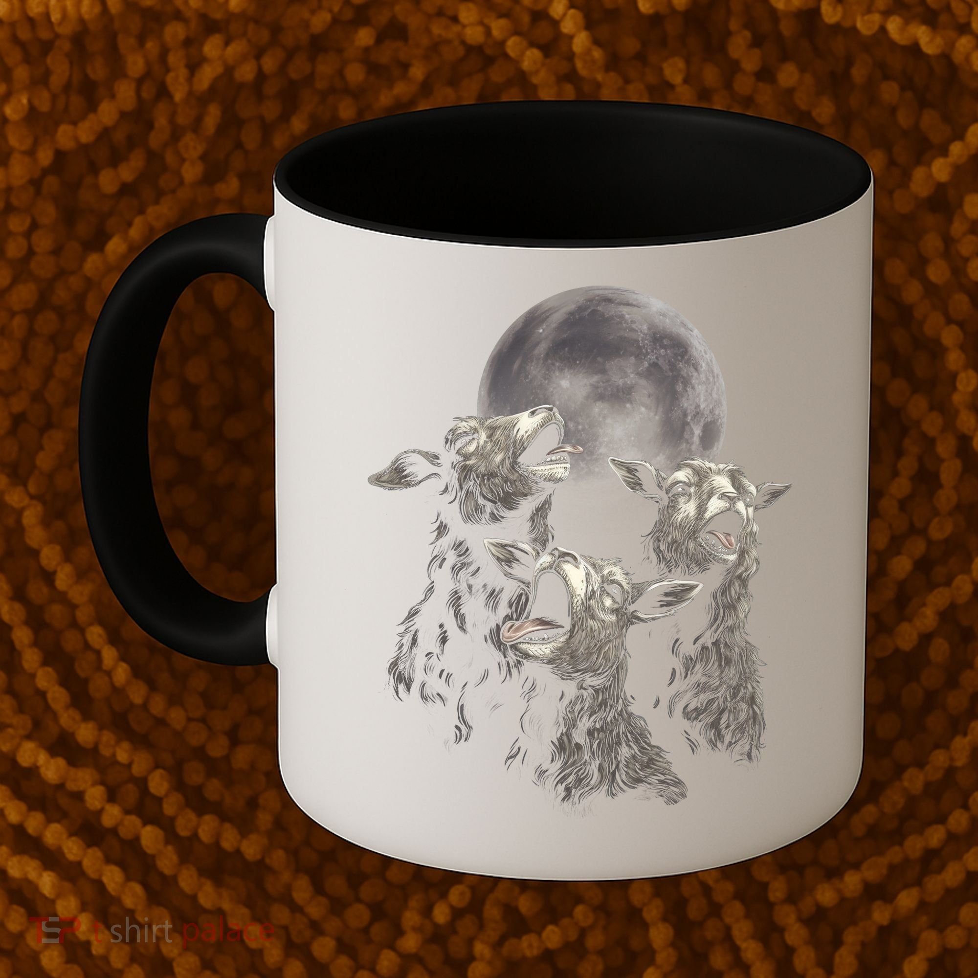 Three Sheeps Howling To The Moon Coffee Mug