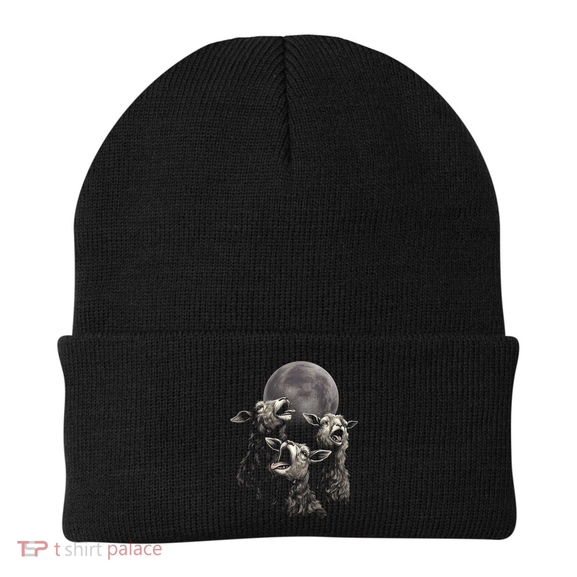 Three Sheeps Howling To The Moon Beanie