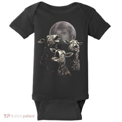 Three Sheeps Howling To The Moon Baby Bodysuit