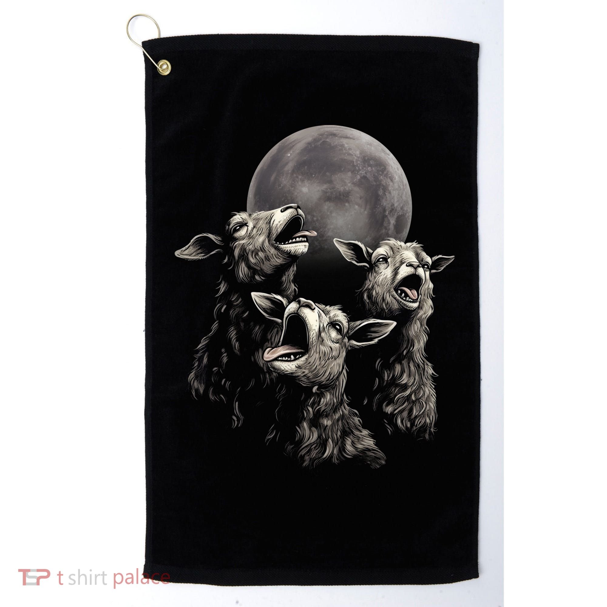 Three Sheeps Howling To The Moon Golf Towel